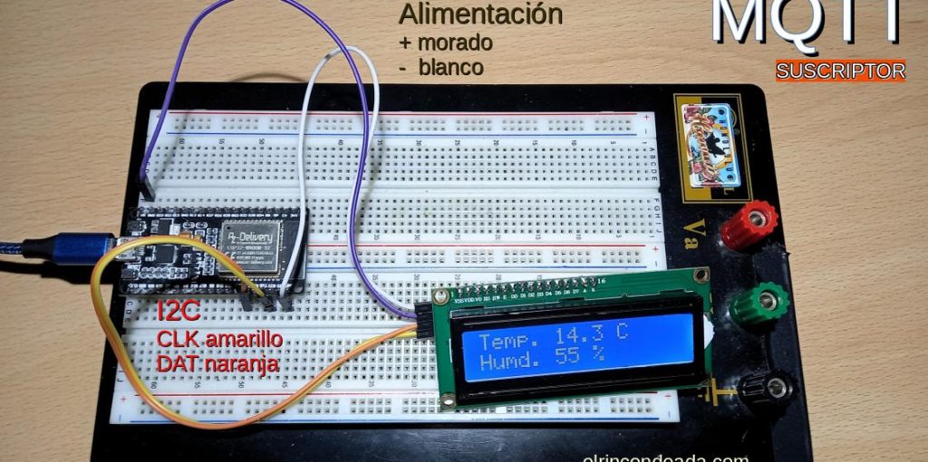Montaje ESP32 suscriptor MQTT con temperatura y humedad