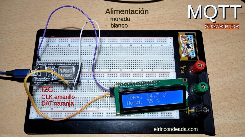 Montaje ESP32 suscriptor MQTT con temperatura y humedad